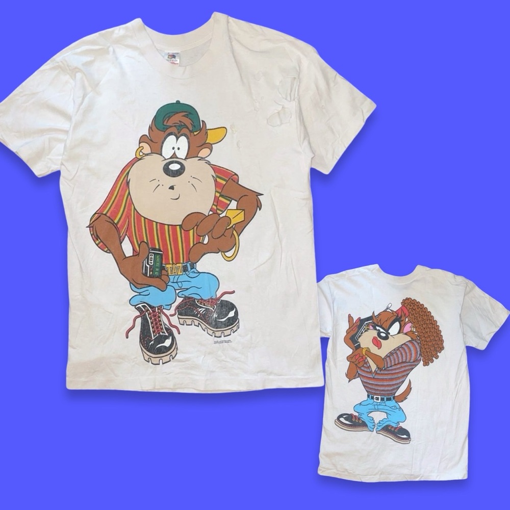 Vintage L Taz tee shirt Looney Tunes thrashed